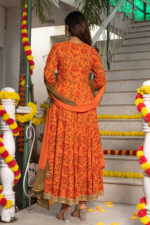 Amber Block Printed Orange Suit Set 230-ORG