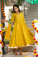 Amber Block Printed Yellow Suit Set 230-YLW