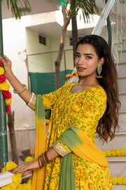 Amber Block Printed Yellow Suit Set 230-YLW