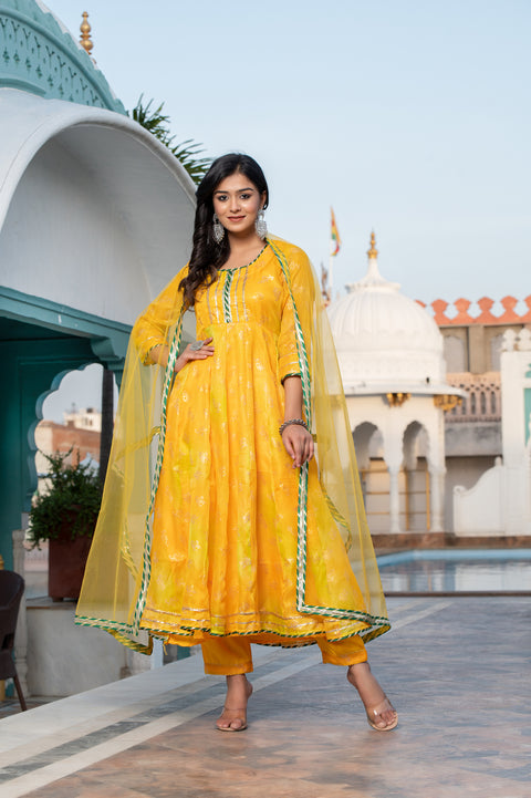 Amulya Foil Printed Yellow Suit Set 231-YLW