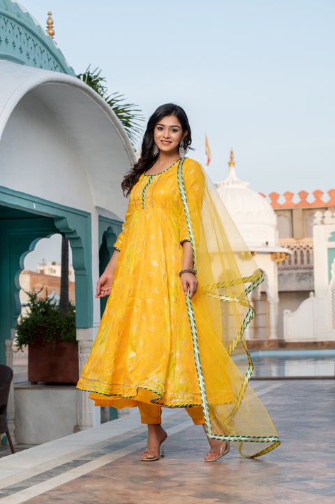 Amulya Foil Printed Yellow Suit Set 231-YLW