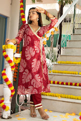 Mirza Printed Maroon Anagrakha Kurta Set 232-MRN
