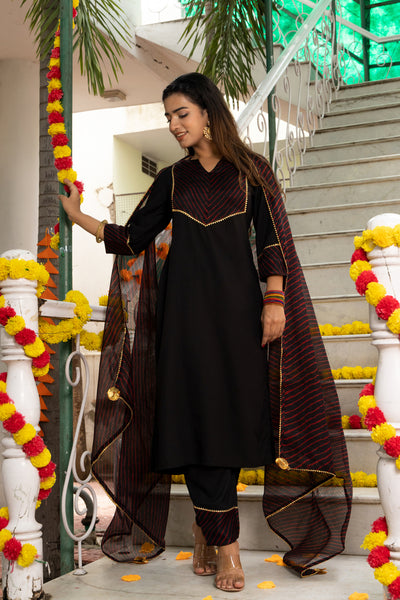 Nihira Leheriya Black Suit Set 233-BLK