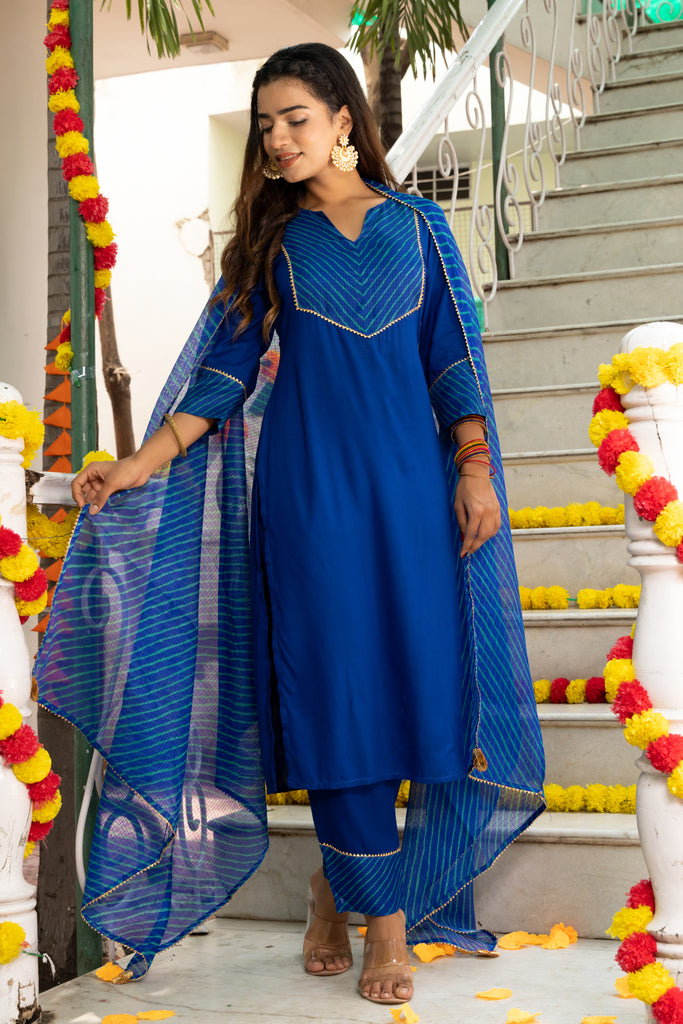 Nihira Leheriya Blue Suit Set 233-BLU