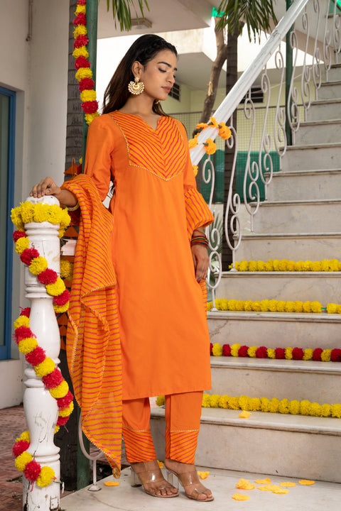 Nihira Leheriya Orange Suit Set 233-ORG