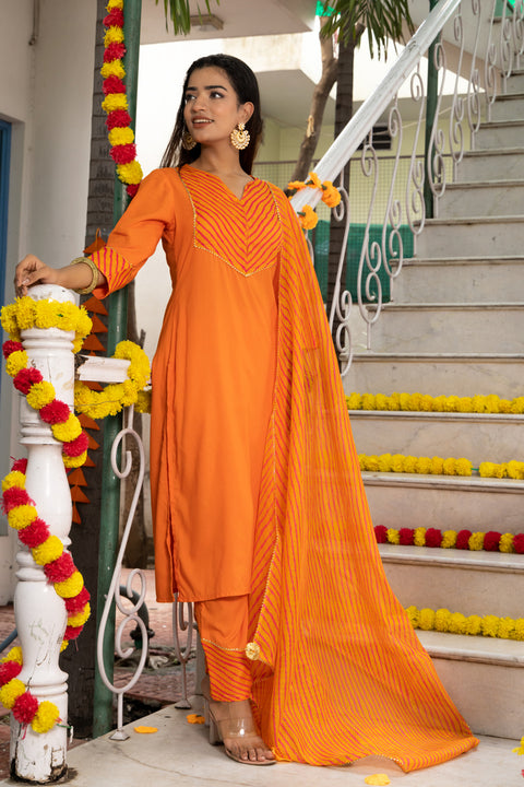 Nihira Leheriya Orange Suit Set 233-ORG