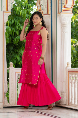 Aks Pink Sharara Set