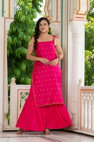 Aks Pink Sharara Set