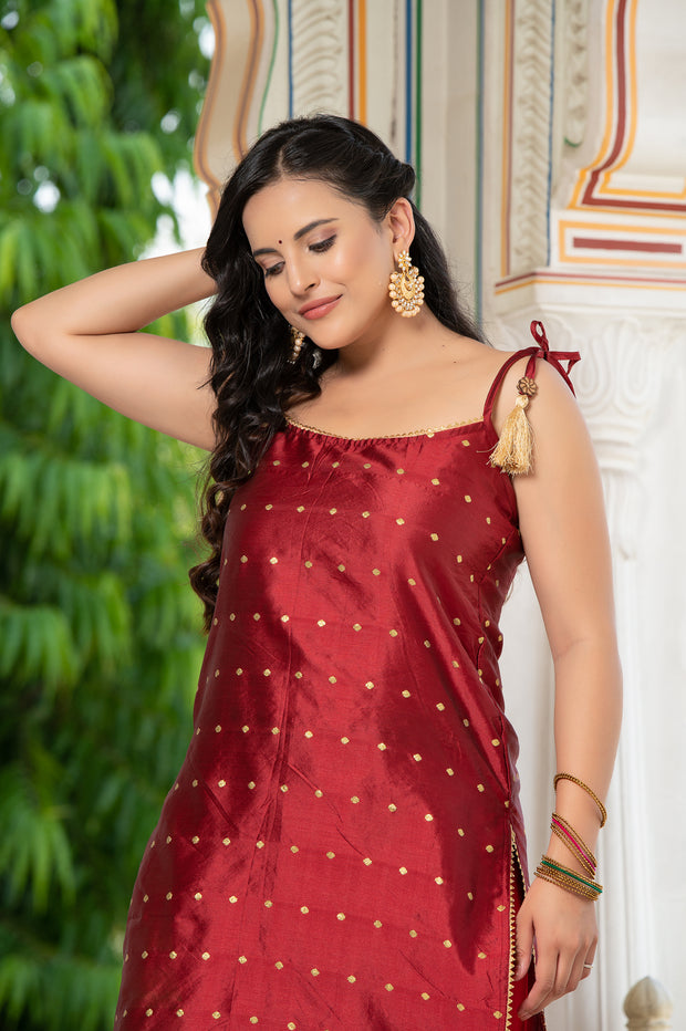 Aks Red Sharara Set 235-RED