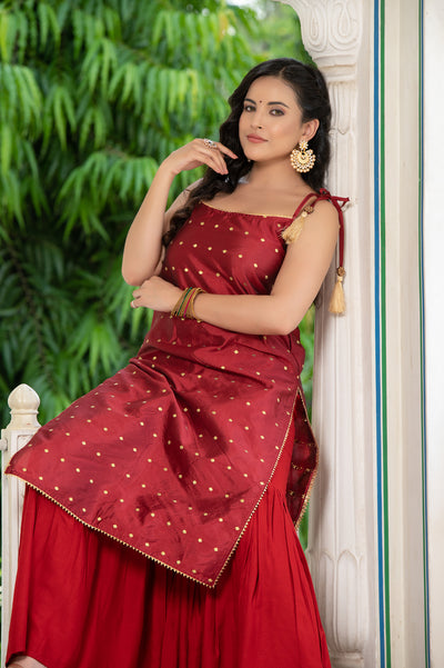 Aks Red Sharara Set 235-RED