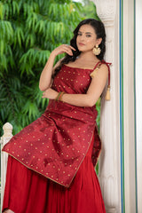 Aks Red Sharara Set 235-RED
