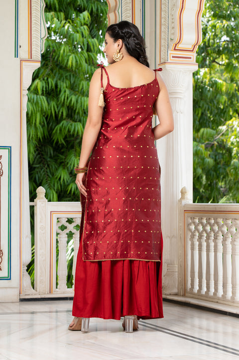 Aks Red Sharara Set 235-RED