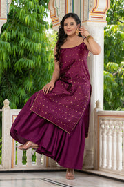 Aks Wine Sharara Set 235-WNE