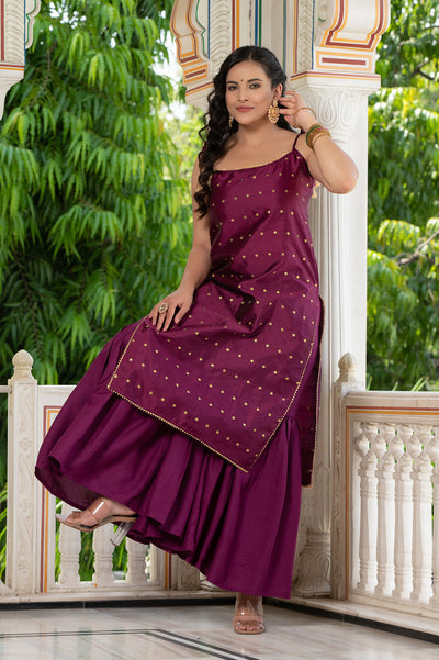 Aks Wine Sharara Set 235-WNE