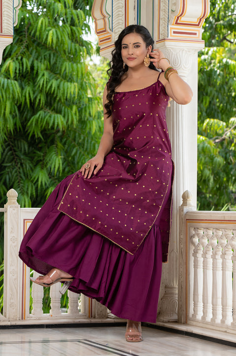 Aks Wine Sharara Set 235-WNE