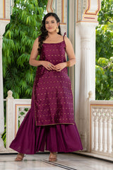 Aks Wine Sharara Set 235-WNE