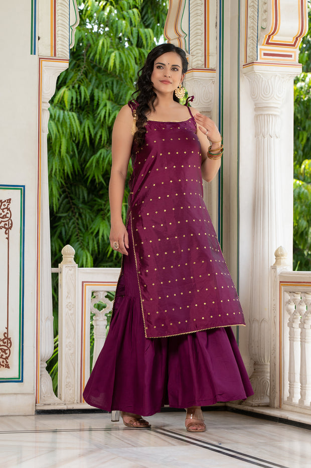 Aks Wine Sharara Set 235-WNE