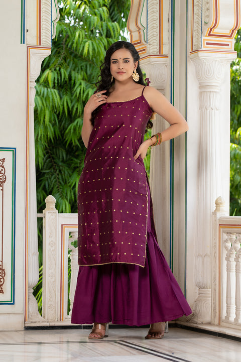 Aks Wine Sharara Set 235-WNE