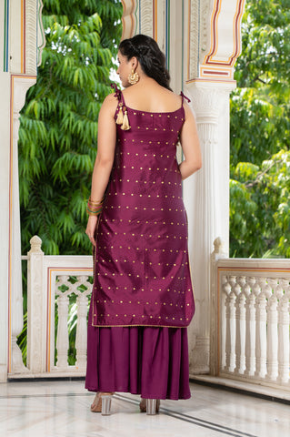 Aks Wine Sharara Set