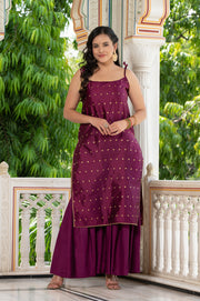 Aks Wine Sharara Set 235-WNE