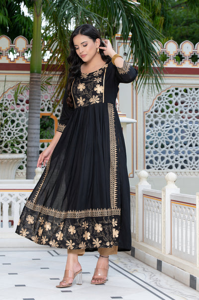 Black Block Print Kurta 236-BLK