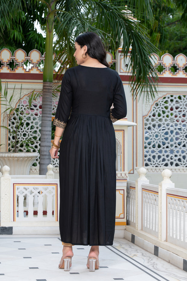 Black Block Print Kurta 236-BLK