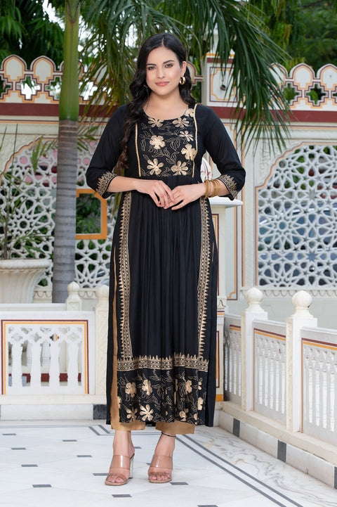 Black Block Print Kurta 236-BLK