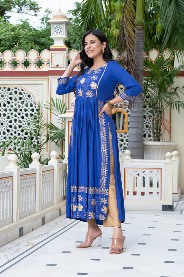 Blue Block Print Kurta 236-BLU