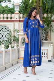 Blue Block Print Kurta 236-BLU