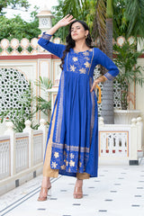 Blue Block Print Kurta 236-BLU
