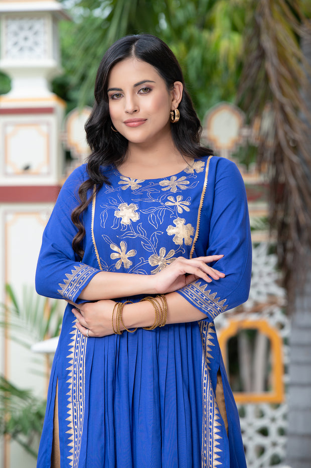 Blue Block Print Kurta 236-BLU