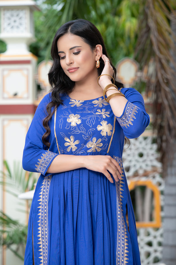 Blue Block Print Kurta 236-BLU