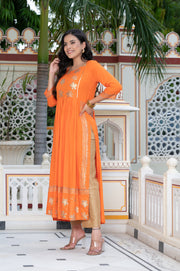 Orange Block Print Kurta 236-ORG