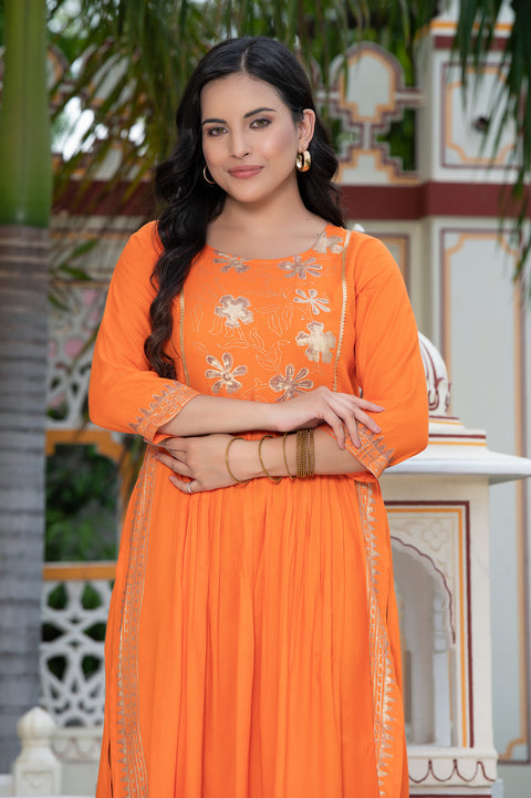 Orange Block Print Kurta 236-ORG