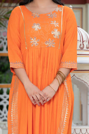 Orange Block Print Kurta 236-ORG