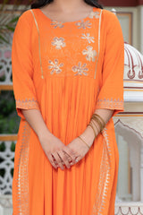 Orange Block Print Kurta 236-ORG
