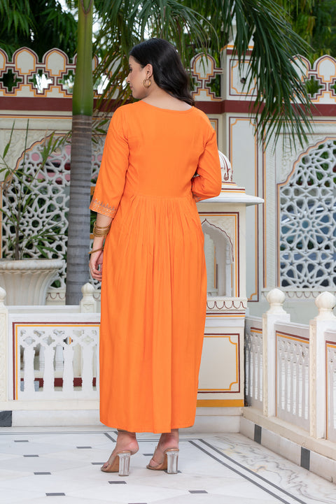 Orange Block Print Kurta 236-ORG