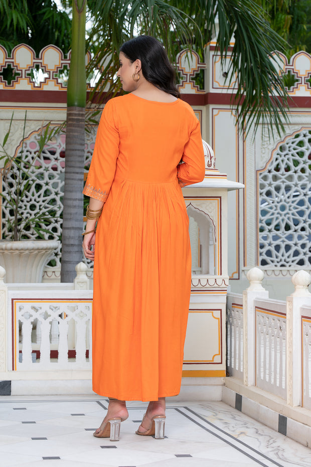 Orange Block Print Kurta 236-ORG