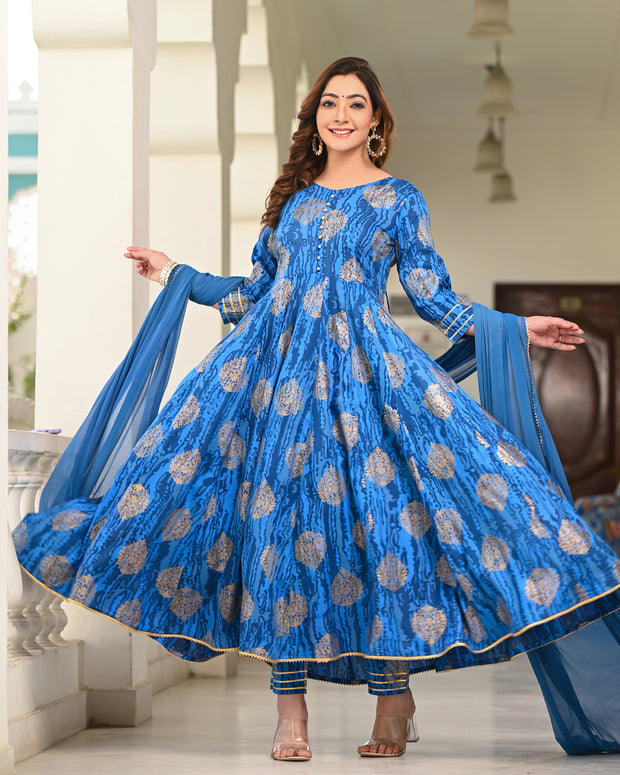 Foil Printed Blue Suit Set 254-BLU