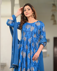 Foil Printed Blue Suit Set 254-BLU