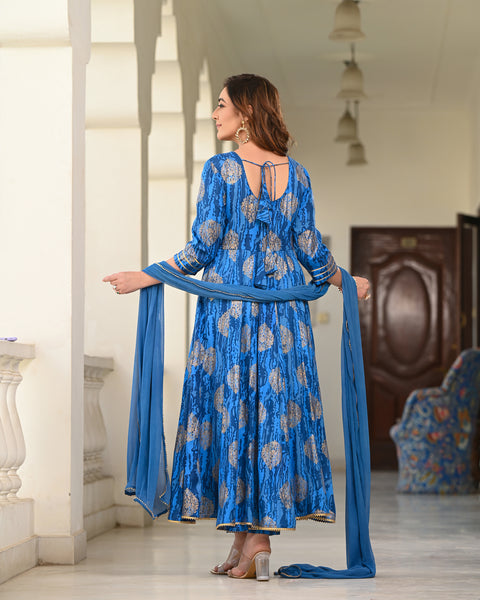 Foil Printed Blue Suit Set 254-BLU