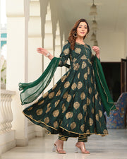 Foil Printed Green Suit Set 254-GRN