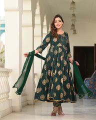 Foil Printed Green Suit Set 254-GRN