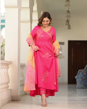 Pink Block Printed Angrakha Suit Set 255-PNK