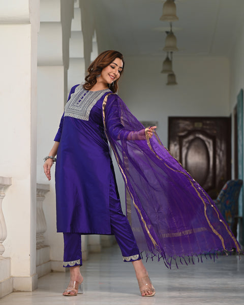 Embroidered Suit Set 256-PPL