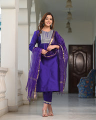 Embroidered Suit Set 256-PPL
