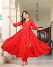 Embroidered Suit Set 259-RED