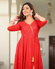 Embroidered Suit Set 259-RED