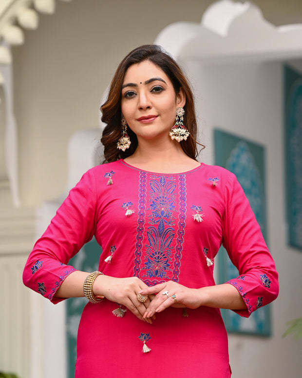 Embroidered Suit Set 265-PNK