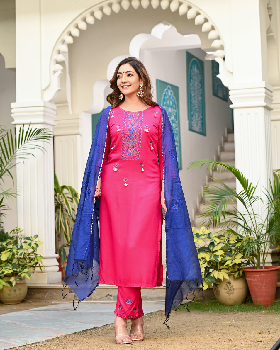Embroidered Suit Set 265-PNK